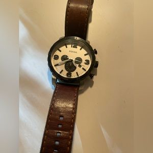 FOSSIL NATE CHRONOGRAPH brown leather watch! 🪩♻️